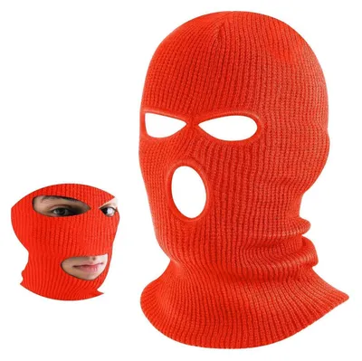 Immagine prodotto di Cappuccio antivento in tessuto lavorato a maglia, con 3 fori, colore arancione, taglia unica