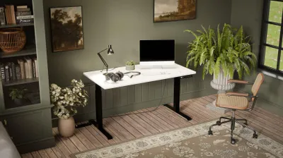 Image de Bureau avec réglage électrique de la hauteur MOON LONG 150x80x72-120 noir/blanc