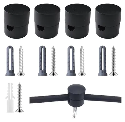 Kabelhalterung Aluminium 4er-Set Schwarz für Wand & Decke