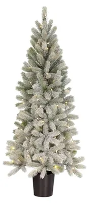 Productafbeelding van Black Box Trees Nagoya Kunstkerstboom met Verlichting H120 x Ø60 cm - Kerstboom met Besneeuwde Takken - Kunstboom met 212 PE Dennentakjes - Slank Model Ø60 cm - Groen