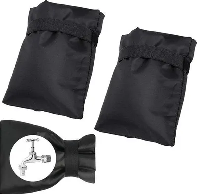 Image de Protection antigel hivernale pour robinet extérieur - 2 pièces - étanche - noir - protection contre le gel et les fissures