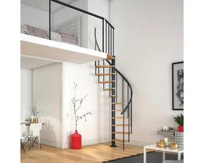 Produktbild von Pertura Spindeltreppe Arissa Buche Mutliplex Ø 120 cm Anthrazit 11 Stück Stufen 12 Steigungen Stabgeländer Anthrazit