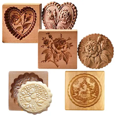 Produktbild von Keksausstecher 4 Stück - Holz-Kekseformer - Lebkuchenausstecher - Backdekoration - DIY Backwerkzeug - Einfach zu bedienen - Keksausstecher