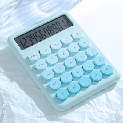 Obrázok produktu pre Stolová kalkulačka 12 číslic Veľký LCD displej Veľké okrúhle tlačidlo Roztomilá farebná kalkulačka s gradientom Vhodná do kancelárie Škola Domov pre deti Študenti Účtovník