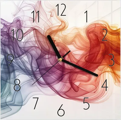 Produktbild von Wanduhr aus Glas mit Motiv Bunte Wirbel- 30 x 30 cm - inkl. Aufhängesystem