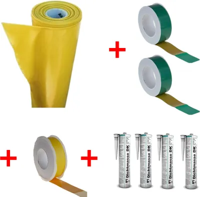 Produktbild von Dampfsperrsystem PE125 Dampfsperrfolie gelb 2x50m + 150m² Dichtmaterial