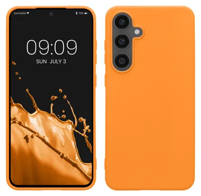 Produktbild von kwmobile Hülle für Samsung Galaxy S24 FE TPU Case - Handyhülle unterstützt kabelloses Laden, flexible Schutzhülle, gummiertes Cover in Fruity Orange