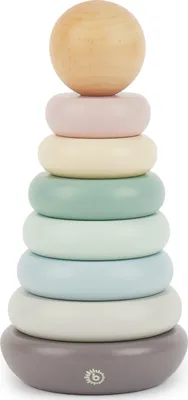 Immagine prodotto di Bieco torre di impilamento bambino | gioco di impilamento a partire da 1 anno | gioco degli anelli di impilamento | giocattolo di legno bambino impara ad afferrare | giocattolo per le abilità motorie bambino anello di legno piramide bambino torre di impilamento legno bambino arcobaleno bambino menta