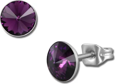 Image de Amello Boucles d'oreilles en acier inoxydable Femme Boucles d'oreilles rondes Zirconia lilas ESOS11F
