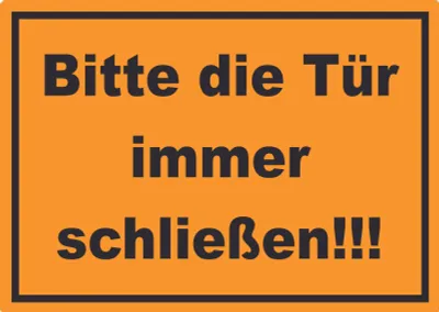 Produktbild von Aufkleber Bitte die Tür immer schließen schwarz-orange A4 (210x297mm)