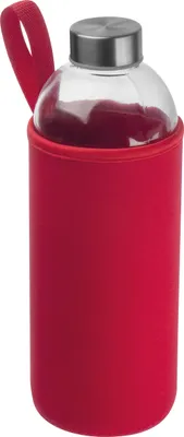 Produktbild von Trinkflasche aus Glas mit Neoprensleeve / 1000ml / Neoprenfarbe: rot