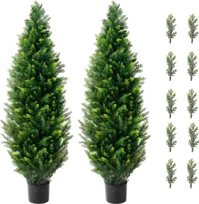 Obrázok produktu pre sada 2 umelých rastlín - Umelý cédrový stromček - PE cyprus - výška 121,9 cm - Jednoduchá dekorácia na použitie v interiéri