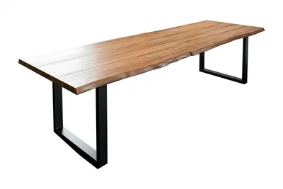 Produktbild von Esstisch Baumkante massiv Akazie natur 260 x 100 schwarz LIAM