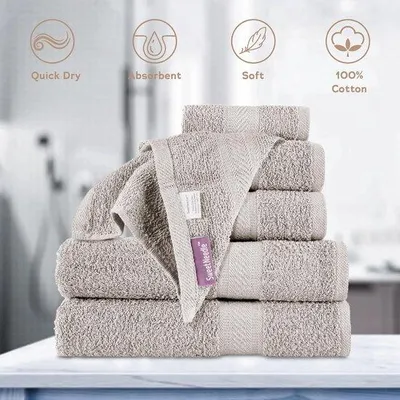 Productafbeelding van Famanu handdoekenset, 6-delig - katoen, 2 badhanddoeken, 2 handdoeken, 2 washandjes