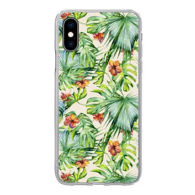 Produktbild von MuchoWow® Handyhülle Schutzhülle Hülle für iPhone X Blume - Blatt - Muster Silikon Softcase Handy Hülle - Handyhülle