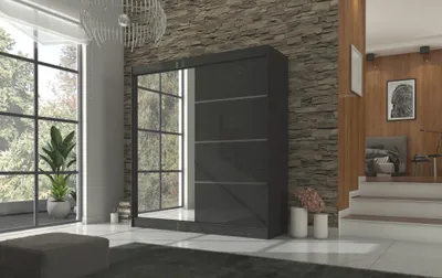 Obrázek produktu pro Zrcadlová šatní skříň 200 cm DABLORA - černá