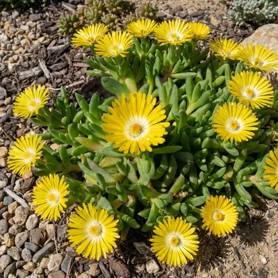 Produktbild von 3x Delosperma congestum Staude, 20 cm hoch, Topf 9 cm, winterhart, teppichbildend