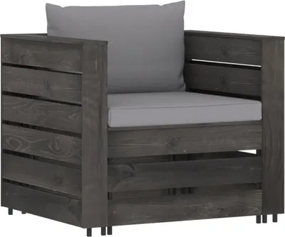 Produktbild von vidaXL 2-tlg. Garten-Lounge-Set mit Kissen Grau Imprägniertes Holz