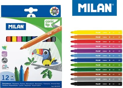 Produktbild von Milan 0612312, 12 Farben, Mehrfarbig, Rundspitze, 0,75 mm, 3 mm, Mehrfarbig