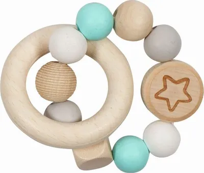 Image de Goki Anneau de préhension en bois Étoile Bleu clair