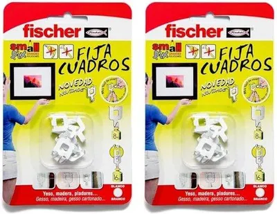 Produktbild von Fischer Wandhalter-Set, 8-teilig, Weiß (2er Pack, Wänden befestigen)