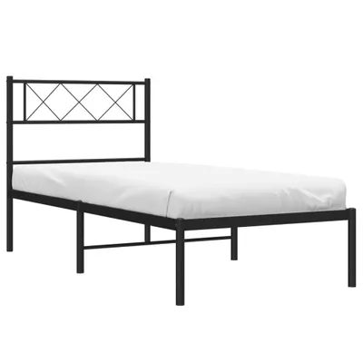 Produktbild von Bettgestell mit Kopfteil Metall Schwarz 100x190 cm
