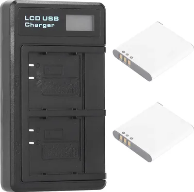 Zdjęcie produktu dla Przenośna ładowarka do akumulatorów aparatu LI-50B USB Dual z wyświetlaczem LCD