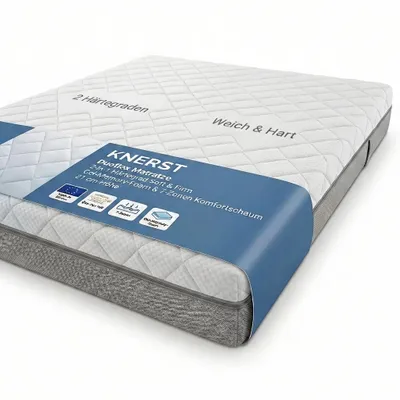 Produktbild von KNERST DuoFlex Matratze - 2-in-1 Härtegrad Soft & Firm - Gel-Memory-Foam & 7-Zonen Komfortschaum - 21 cm Höhe - Größe: 90x200 cm