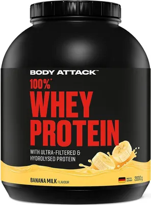 Produktbild von Body Attack 100% Whey- 2 kg Banana Milk