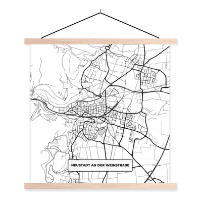 Produktbild von MuchoWow® Textilposter Neustadt an der Weinstraße - Karte - Stadtplan 60x60 cm mit holzfarbenen Rahmen - Wanddekoration