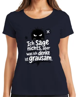 Zdjęcie produktu dla Koszulka damska "Nie mówię nic, ale to, co myślę, jest okrutne", sarkastyczny napis, kolor granatowy, rozmiar XXL