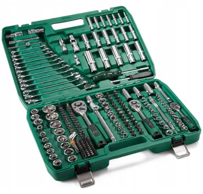 Image de Jeu de 216 pièces de douilles avec embouts 1/2", 3/8" et 1/4", en acier chromé-vanadium, coffret à outils professionnel avec embouts inclus - Équipement complet pour l'atelier et l'usage domestique