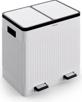 Produktbild von Klarstein Grama 40 Mülleimer - 40L Küchen-Abfalleimer mit 2 Fächern, Pedale & Soft-Close, Retro-Design, herausnehmbare PP-Kunststoffbehälter, Müll-Trennsystem