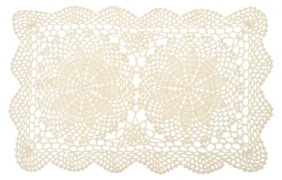 Gehäkelte Platzsets 43x27 cm, Polyester-Baumwolle, beige, handgefertigt
