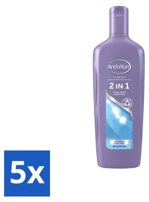 Zdjęcie produktu dla 5 sztuk szamponu i odżywki 2 w 1 Andrélon – z melonem i aloesem – 300 ml – zestaw ekonomiczny