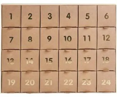 Obrázek produktu pro Adventní kalendář k naplnění, Kraft-zlatý, 36,5 x 29 x 6 cm,MIX