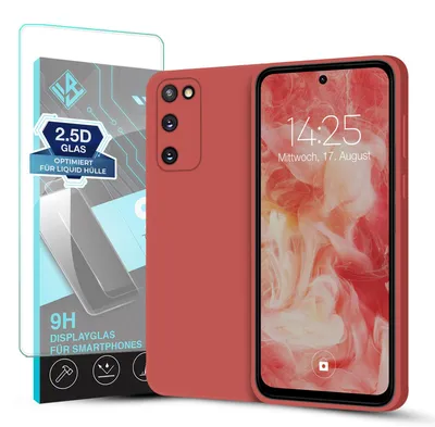 Produktbild von Hülle für Samsung Galaxy S20 FE mit 9H Displayglas Displayschutz Case Cover Bumper Smartphone Softgrip Schutzhülle Farbe: Rot