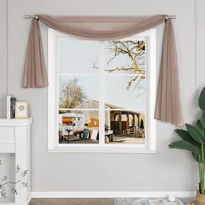 Produktbild von Voile Vorhang Taupe 140x600 cm, Sichtschutz, multifunktional, einfache Anbringung