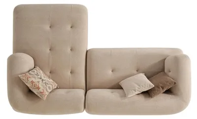Zdjęcie produktu dla Nowoczesna beżowa designerska sofa w kształcie litery L do salonu rozkładana sofa narożna Noble