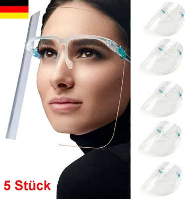 Produktbild von GKA 5 Stück Visier Schutzbrille Gesichtsschutz mit Brillengestell Brille sehr leicht ideal für Senioren und Brillenträger