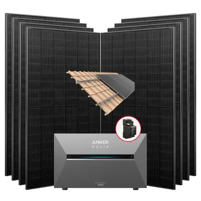 Produktbild von 3640W Balkonkraftwerke Anker Solarbank E2700 3 Pro mit smart meter mit Halterung für Dachziegel