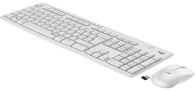 Produktbild von Logitech MK295 Silent, Volle Größe (100%), Kabelgebunden, RF Wireless, QWERTY, Weiß, Maus enthalten