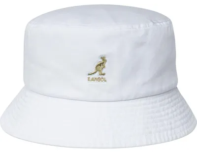 Kangol rollbar Washed Bucket Fischerhut aus reiner Baumwolle in weiß