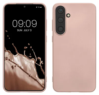 Produktbild von kwmobile Handyhülle für Samsung Galaxy S24 Hülle - Silikon Case metallisch schimmernd - Schutzhülle Cover - Metallic Rosegold