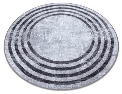 Image de Tapis lavable MIRO 51231.806 cercle Lignes antidérapant - gris / noir gris cercle 120 cm