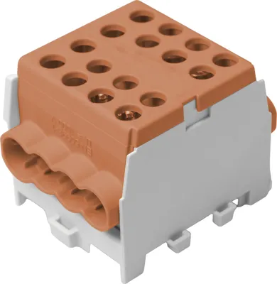 A product shot of an electrical connector block.