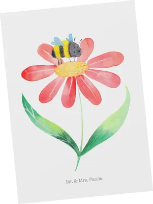 Produktbild von Mr. & Mrs. Panda Grußkarte Hummel Blume - Weiß - Geschenk, Biene, bildkarte, Postkarten, Kunstkarten, Hummeln, Wespe, Natur, Ansichtskarten, Postkarte, Lustige Sprüche