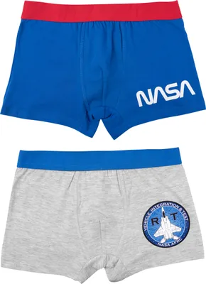Produktbild von NASA Boxershorts für Jungen Kinder Unterhose Unterwäsche Grau/Blau (2er Pack) 134-140