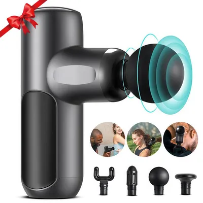 Produktbild von Massagepistole Massagepistole mit 4 Massageköpfe,5 Geschwindigkeitsstufen,2000mAh*2 Kompakte Faszienpistole, Leise & Ergonomisch, 15-Minuten Auto-Off
