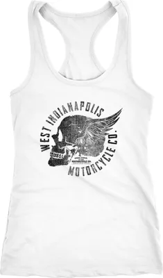 Produktbild von Damen Tank Top Motorrad Biker Totenkopf Skull Wings Vintage Racerback Trägershirt Neverless® weiß XXL